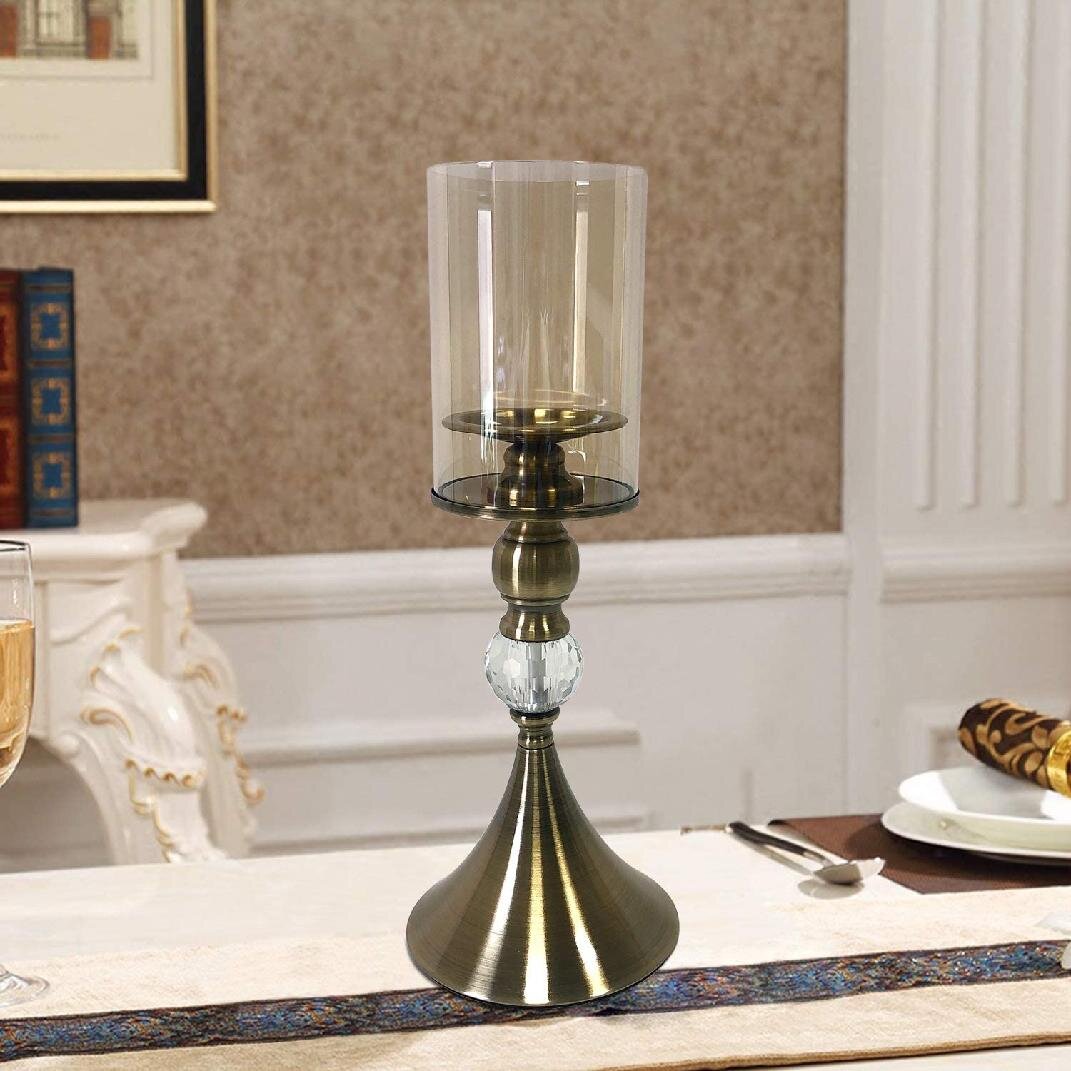 Vintage Metal and Glass Candle Holder