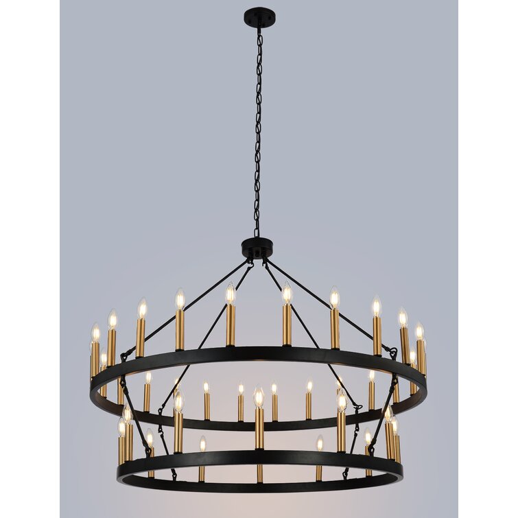 black and gold wagon wheel chandelier