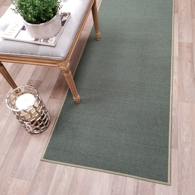 Charlton Home Barger Custom Non Skid Rubber Backed Teal Area Rug