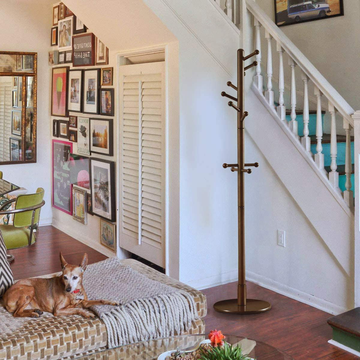 Ebern Designs Doru 15'' Wide Solid Wood 11 Hook Freestanding Coat