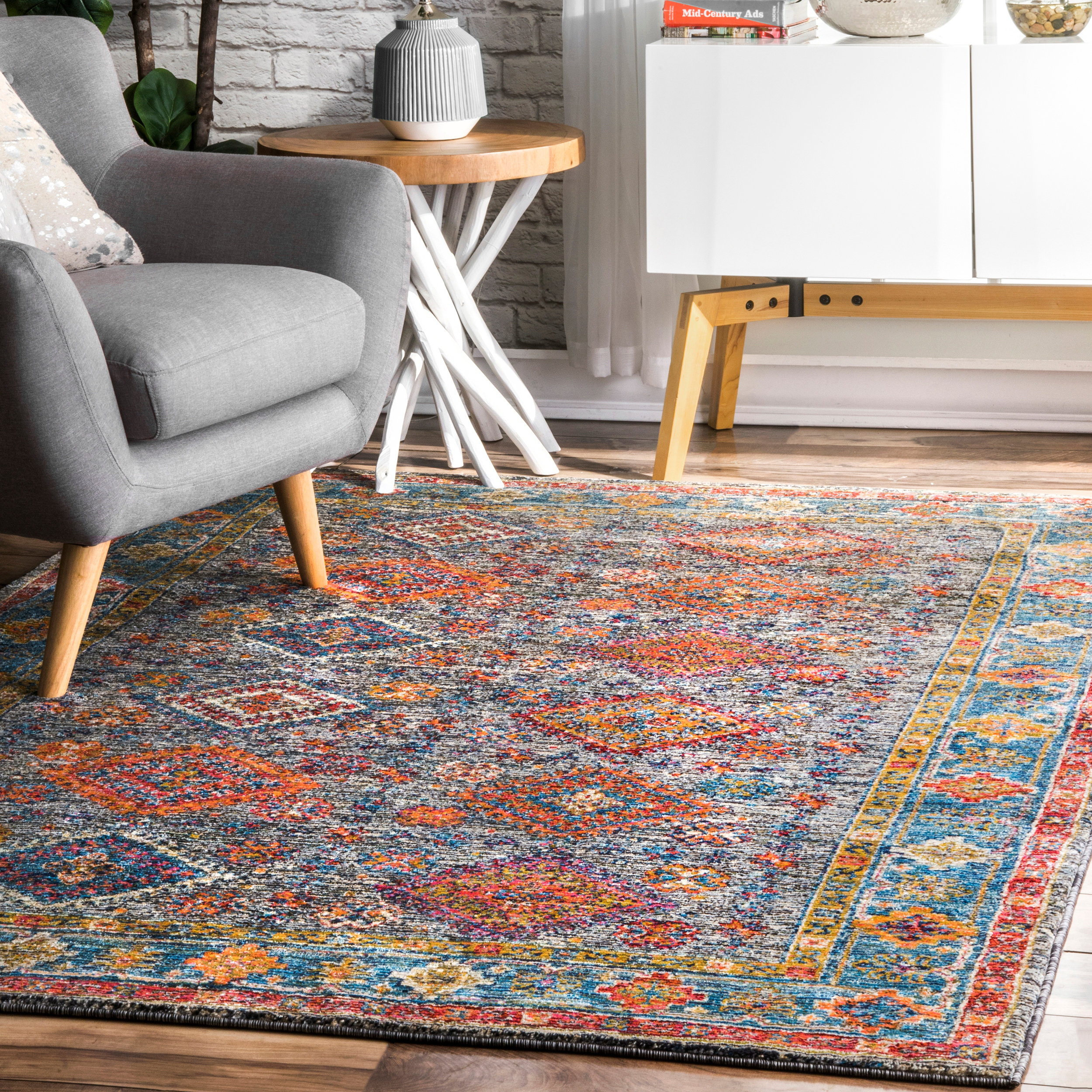 Bungalow Rose Lohmann Green/Orange/Blue Area Rug & Reviews | Wayfair