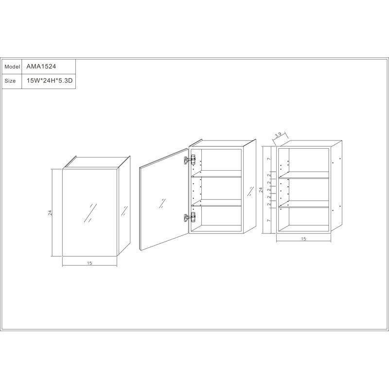 Orren Ellis Colwell 15 X 24 Recessed Or Surface Mount Frameless Medicine Cabinet With 4 Adjustable Shelves Wayfair
