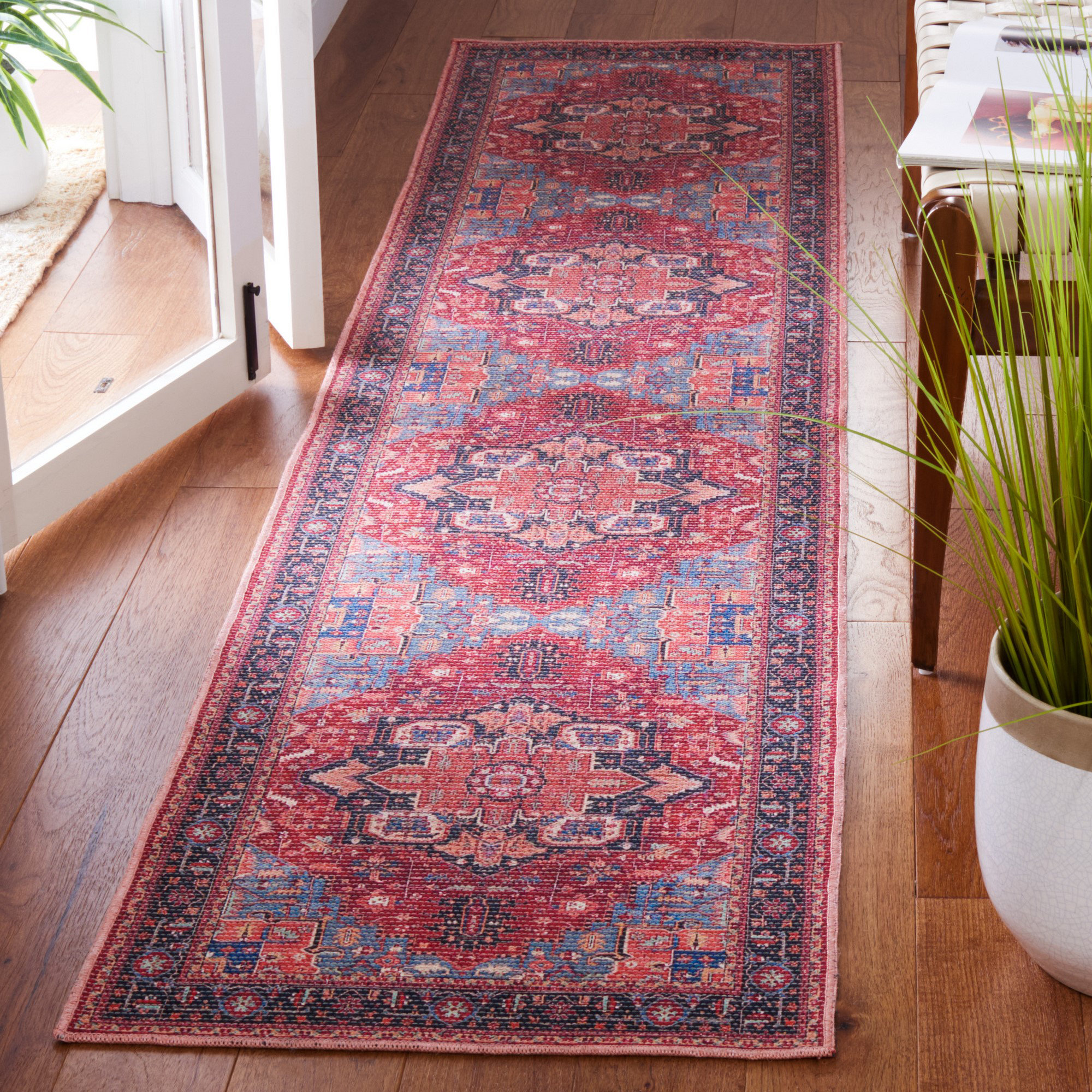 Union Rustic Abbeigh Oriental Cotton Red/Blue Area Rug Wayfair