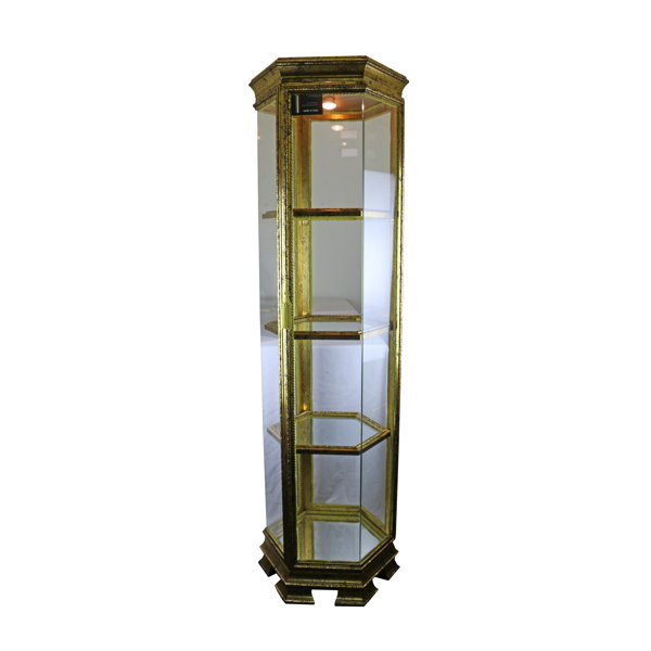 Astoria Grand Constance Hexagonal Lighted Corner Curio Cabinet