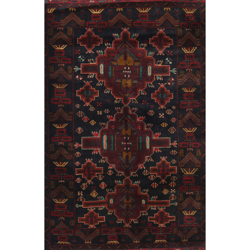 Bloomsbury Market Thacker Traditional Black Red Beige Area Rug