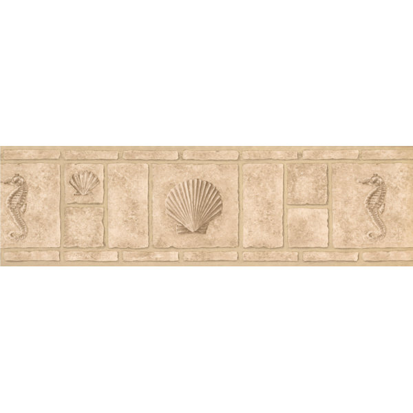 Highland Dunes Dunkirk Faux Bricks With Seahorse Seashell 15 L X