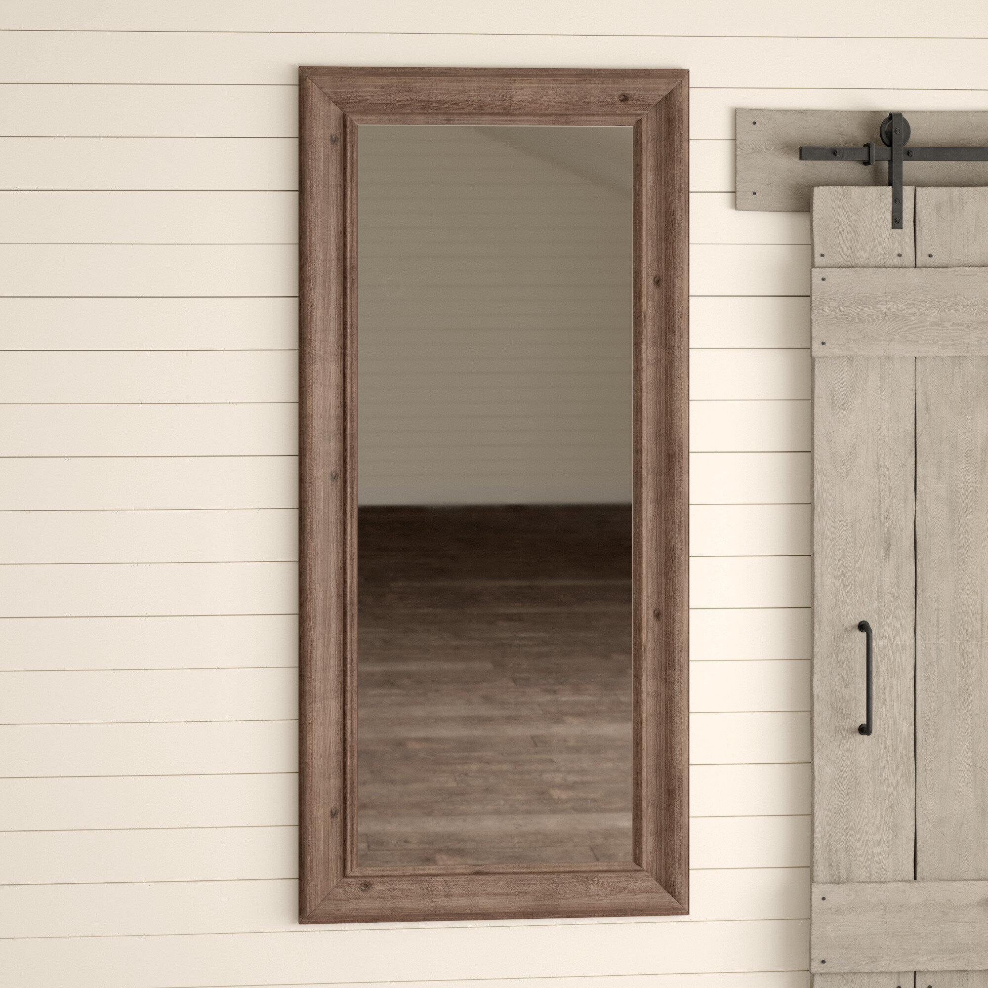 Harlingen Traditional Rustic Beveled Leaner Full Length Mirror