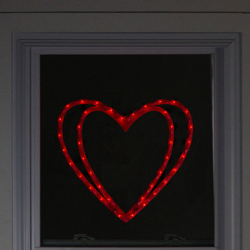 Northlight 17&quot; Lighted Valentine's Day Double Heart Window Silhouette