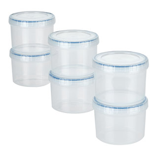 10 x 500ml Round Plastic Storage Jars Kitchen/Garage Organisation 11 Colours 