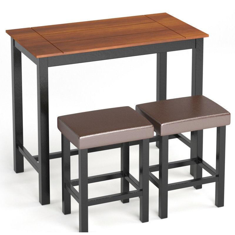 17 Stories Morones 3 Piece Bar Height Dining Set Wayfair