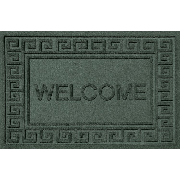 Bungalow Flooring Aqua Shield Greek Key Welcome Doormat