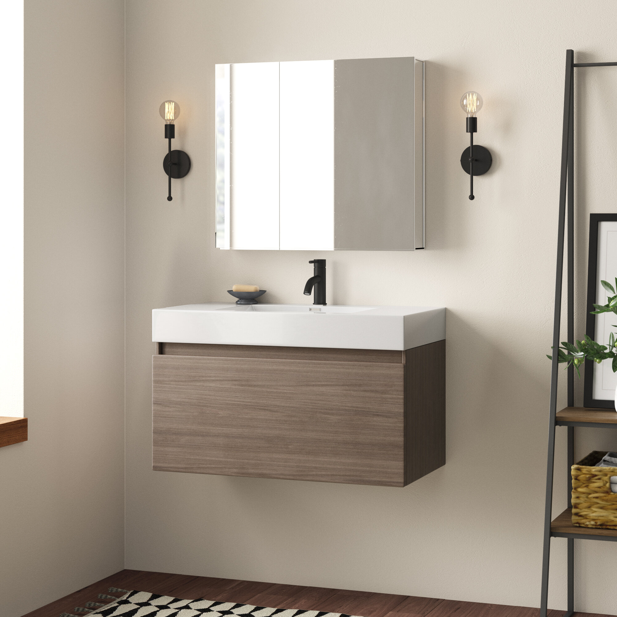 Senza 36 Mezzo Single Wall Mounted Modern Bathroom Vanity Set With Mirror Reviews Allmodern