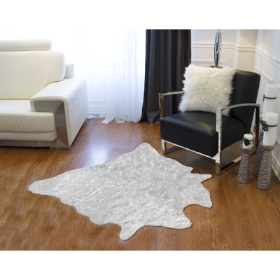 Dillard Gray Faux Fur Area Rug