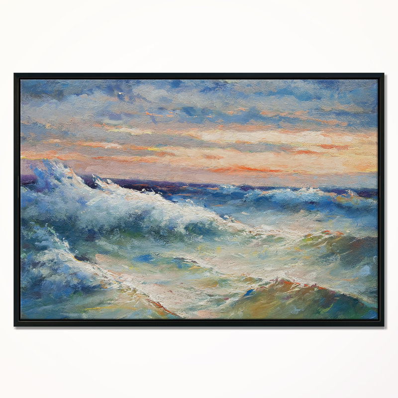 East Urban Home Waves During Storm Framed Oil Painting Print On
