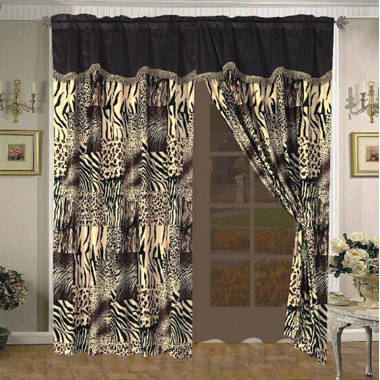 Brown Animal Print Zebra Leopard Modern Window Curtain Panel Rod Pocket Panel 