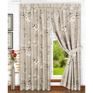 Chatsworth Tailored Nature / Floral Semi-Sheer Rod Pocket Curtain Panels (Set of 2)