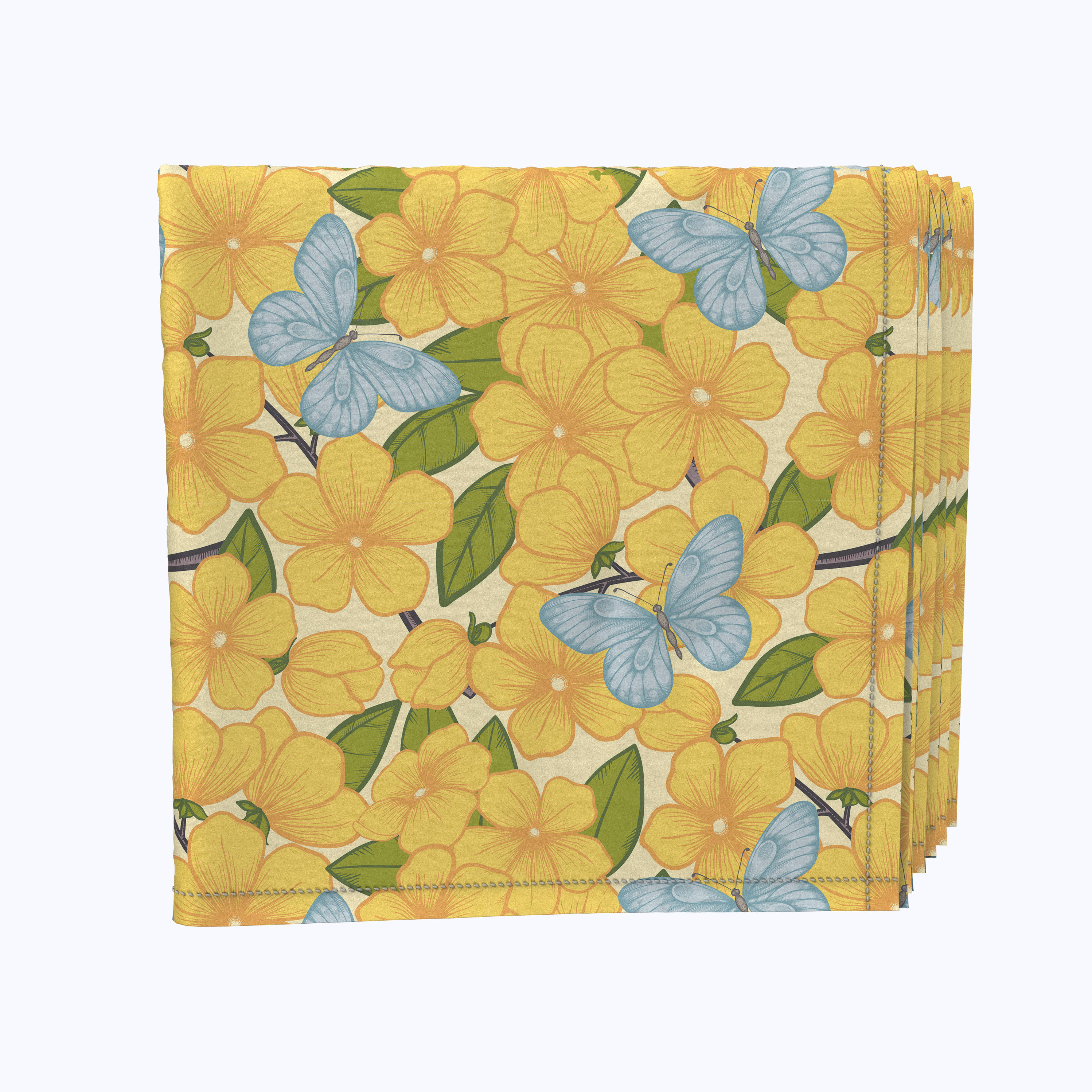 Fabric Textile Products Inc Napkin Set 100 Milliken Polyester Machine Washable Set Of 12 18x18 Flowering Trees And Blue Butterflies Wayfair