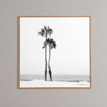 SUNSET/PALM TREE easy to hang 3 pc mounted fiberboard canvas/surpassed stretched 