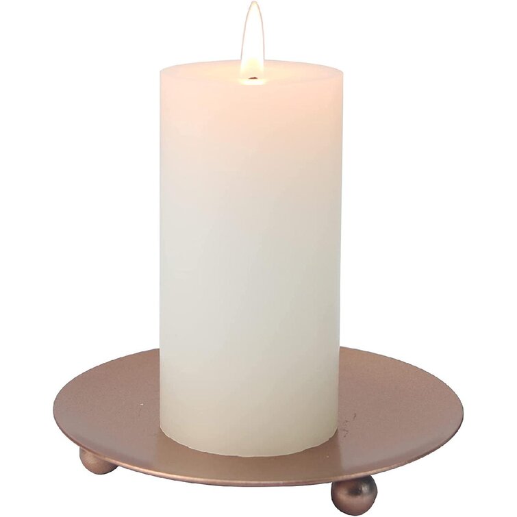 Decorative Iron Pillar Candle Plate Set of 3 Bedroom Pillar Candle Holder Tray for Home Décor Rose Gold Candle Plates Candle Tray Places of Worship Dining Room Living Room 