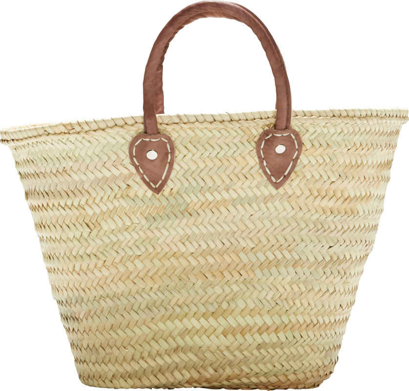 Barcelona French Market Basket with Short Leather Handle #marketbasket #Frenchbasket
