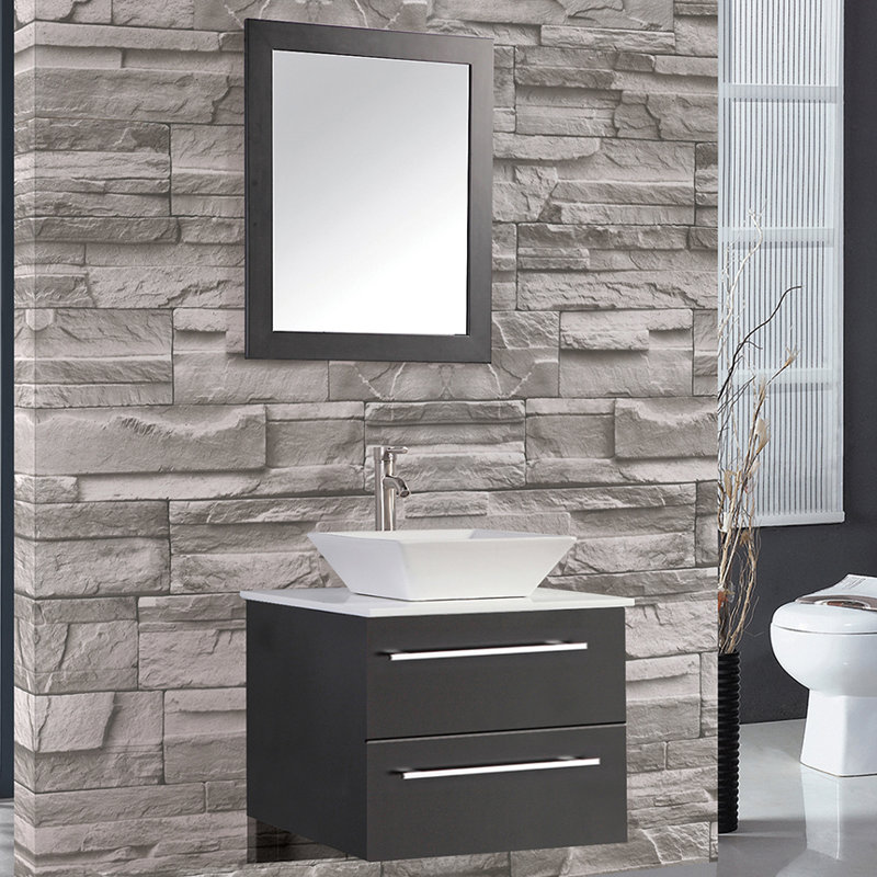 Mercury Row Bosarge 24 Single Sink Wall Mounted Bathroom Vanity Set Bosarge 24 Single Sink Wall Mounted Bathroom Vanity Set With Mirror