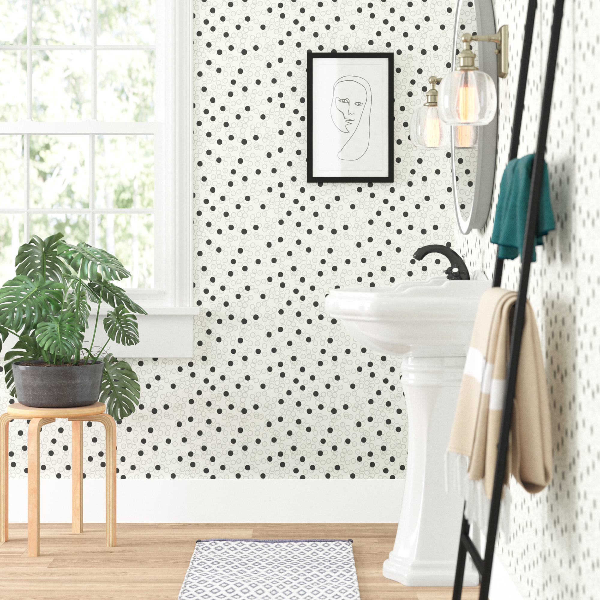 Ebern Designs Bergeson Dot Cluster 27 L X 27 W Wallpaper Roll Wayfair