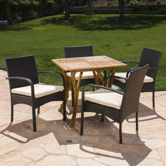Latitude Run Adamina Square 5 Piece Teak Dining Set Wayfair
