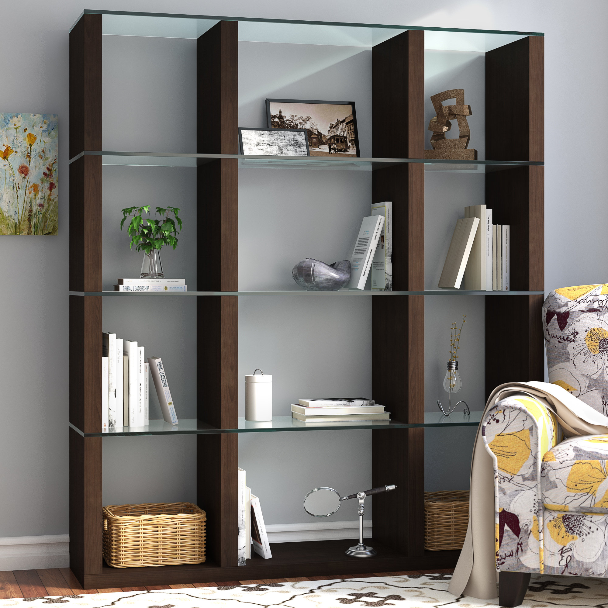 Brayden Studio® Perrone 72'' H x 62'' W Solid Wood Cube Bookcase