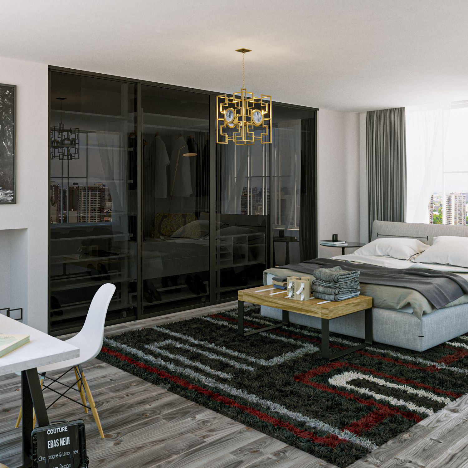 Doors22 Smoked Clear Glass Sliding Room Divider 4 Panel Wayfair