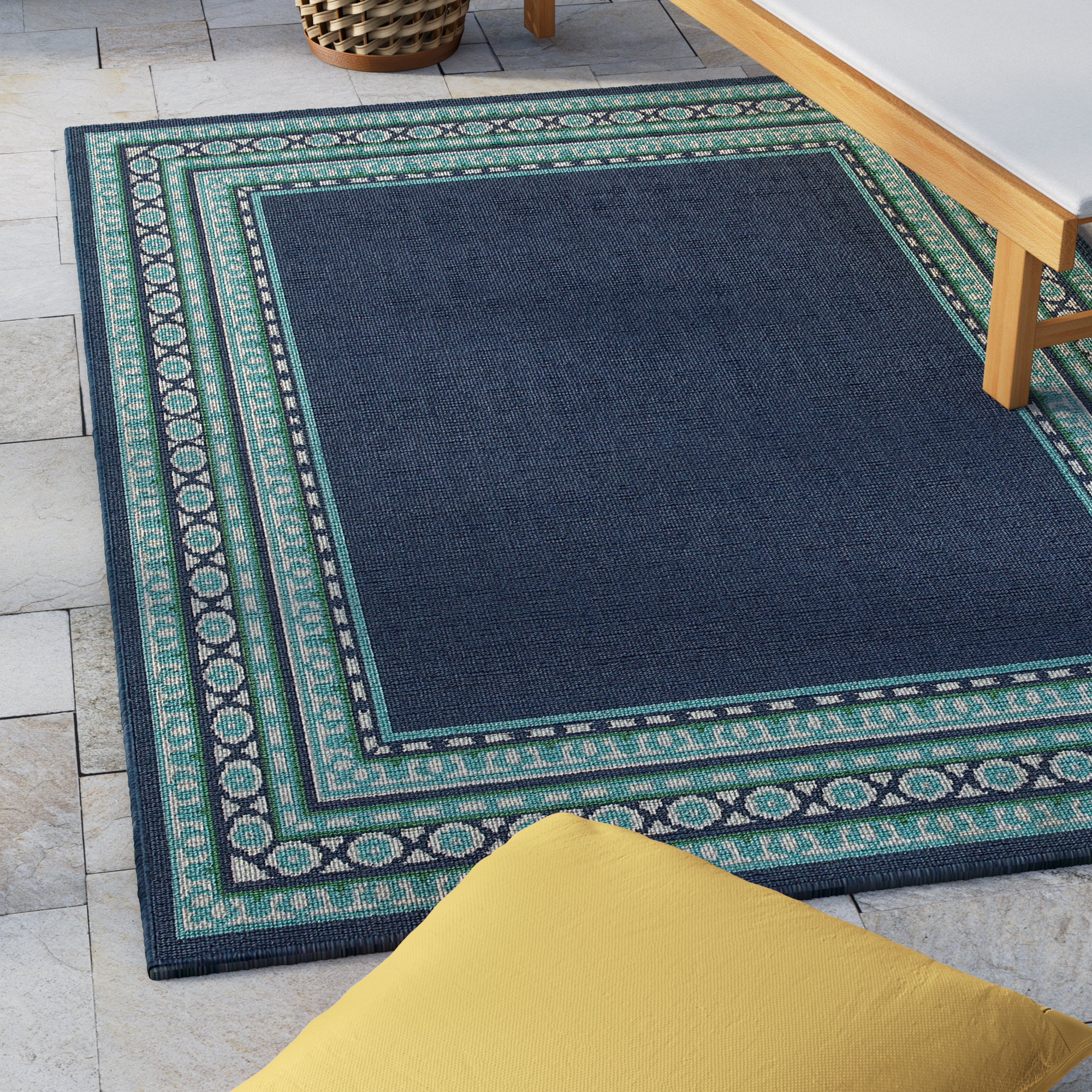 Kailani Navy Green Indoor Outdoor Area Rug