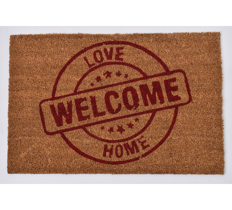 Evideco Sheltered Printed Love Welcome Home Coir Coco Fiber 24 In X 16 In Outdoor Door Mat Wayfair
