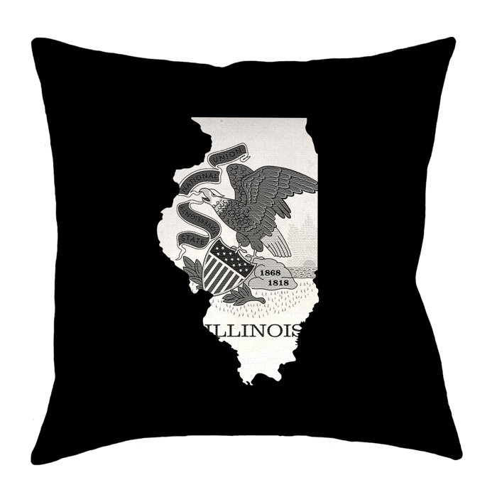 Ebern Designs Fawcett Illinois Flag Black 28 X 28 Floor Pillows