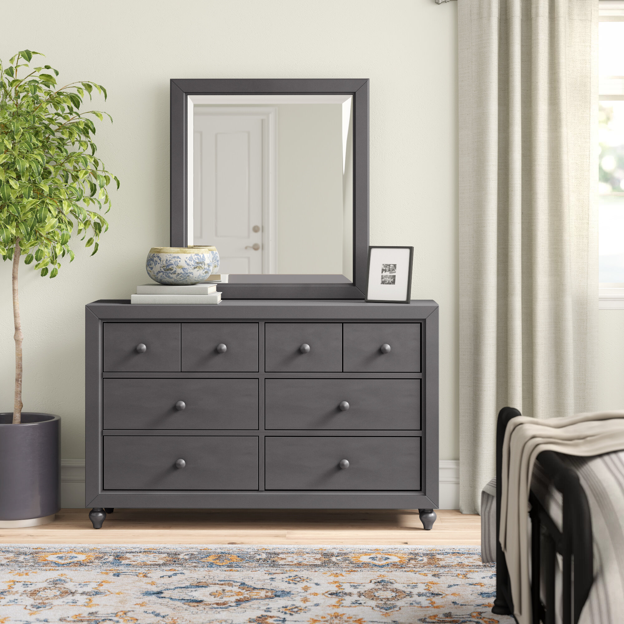 Three Posts Kennell 6 Drawer Standard Dresser With Mirror