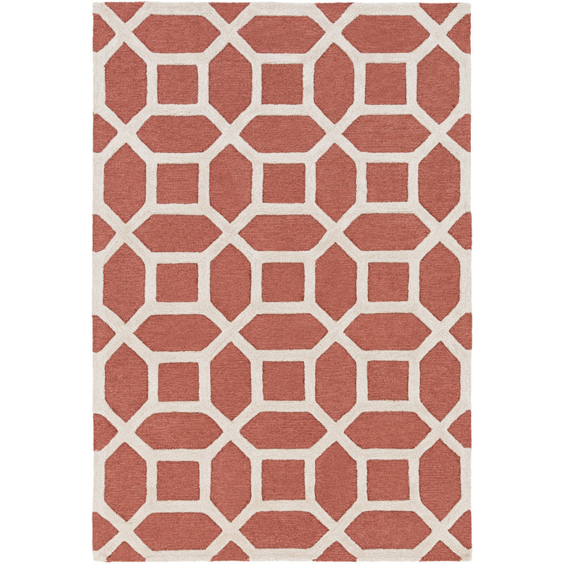 Wyble Geometric Handmade Tufted Wool Coral Area Rug Reviews Birch Lane