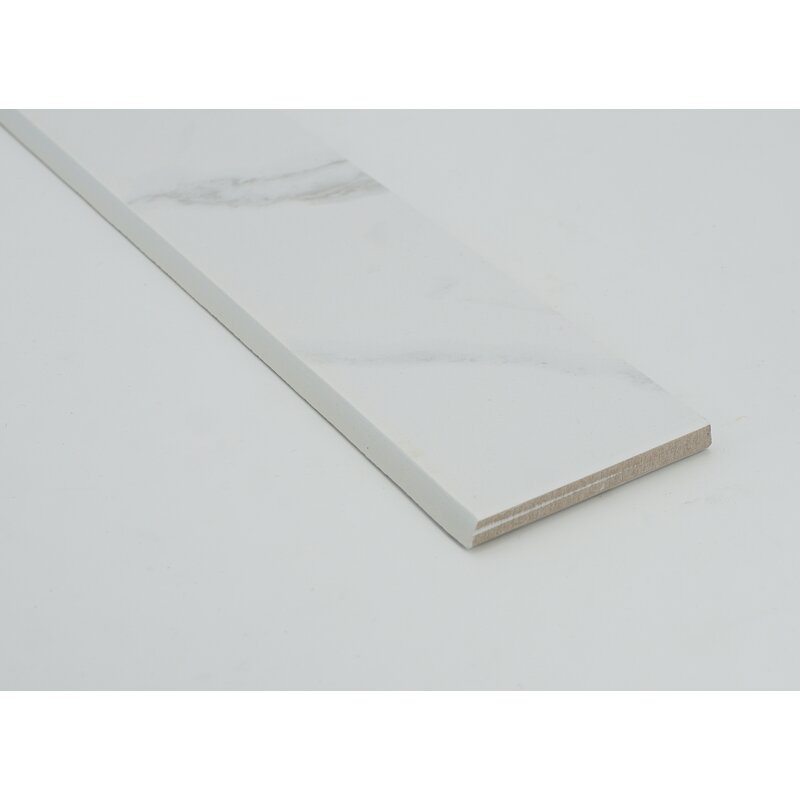 Floors 2000, Inc. 12" x 3" Porcelain Bullnose Tile Trim in White | Wayfair