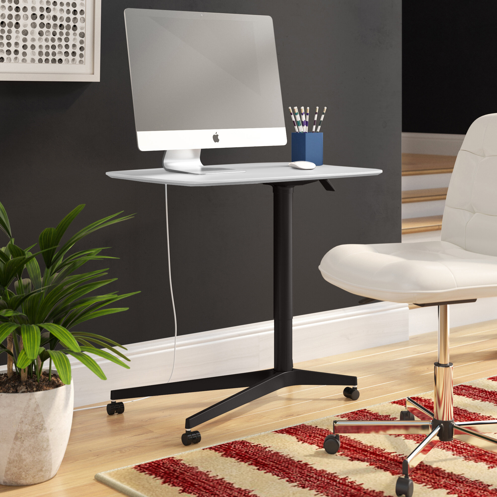 standing desk on carpet