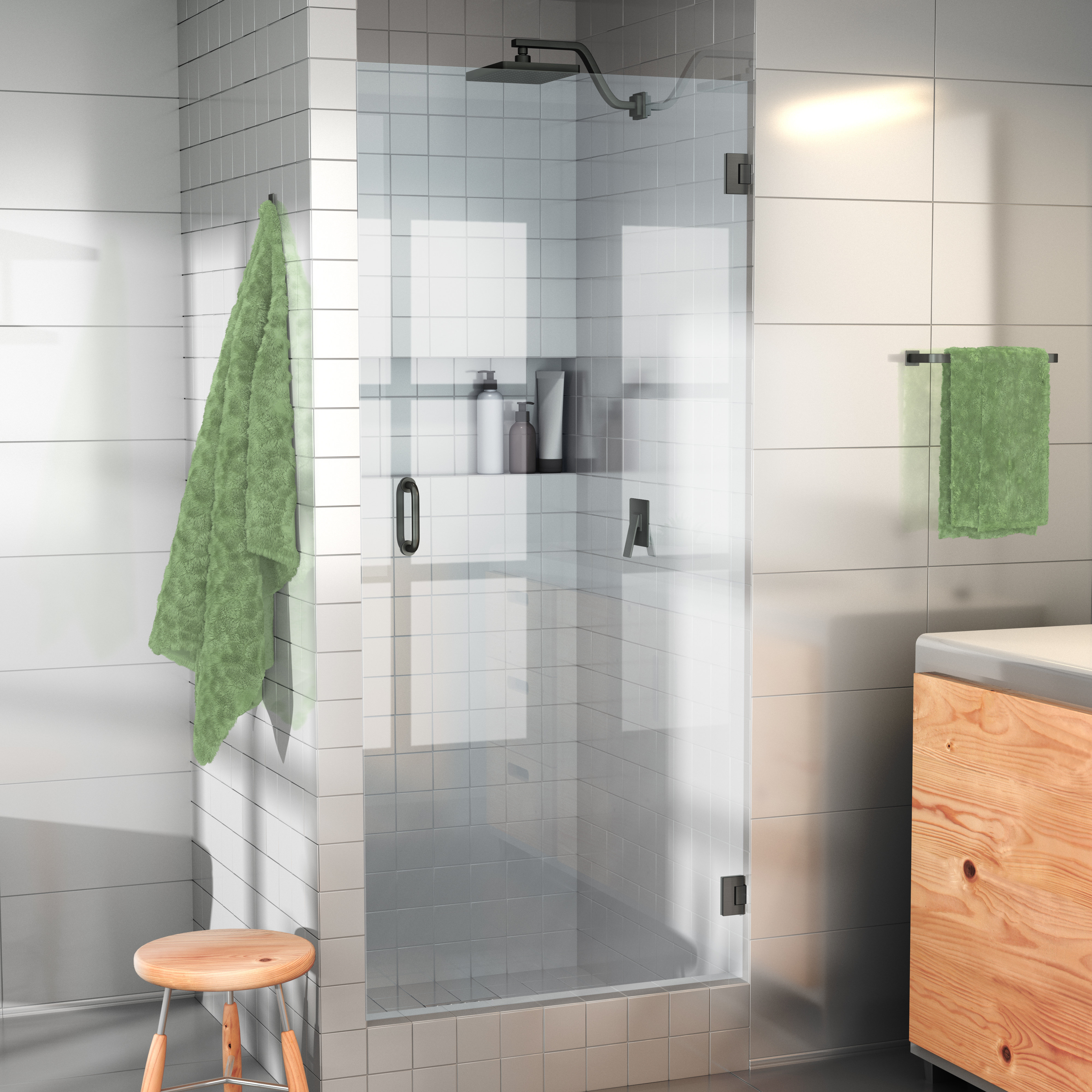 Glass Warehouse 28.13" x 77.75" Hinged Frameless Shower Door with