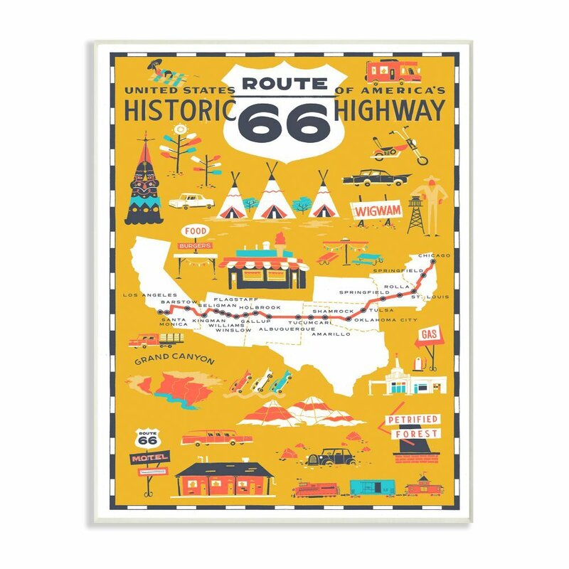 Route 66 Wall Art - 'US Route 66 Historic Highway' Graphic Art