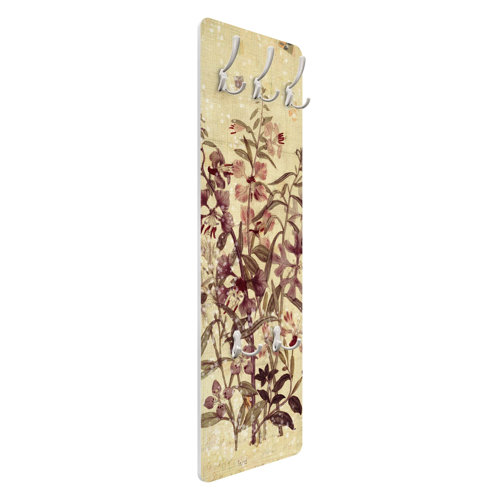 Vintage Floral Linen Look Wall Mounted Coat Rack Symple Stuff
