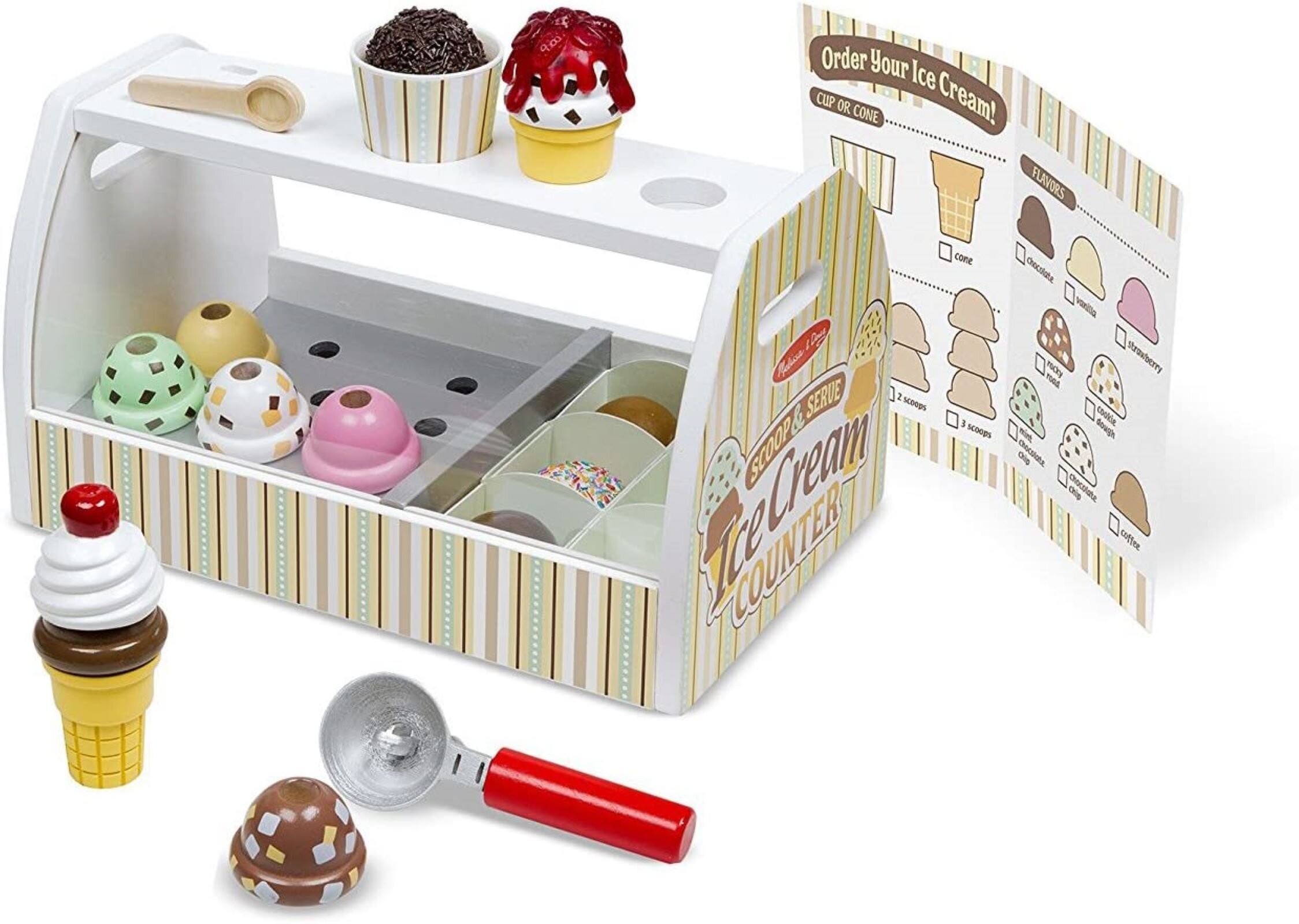 Melissa And Doug 20 Piece Scoop And Serve Ice Cream Counter Play Set