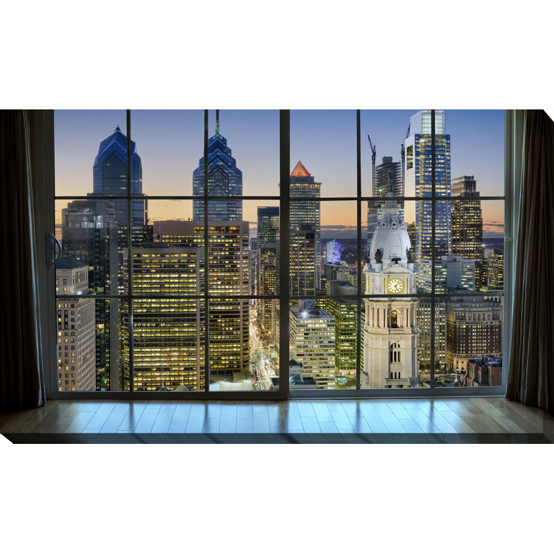 Pictureperfectinternational Philadelphia Pennsylvania Usa Downtown Skyline Window Photographic Print On Wrapped Canvas Wayfair