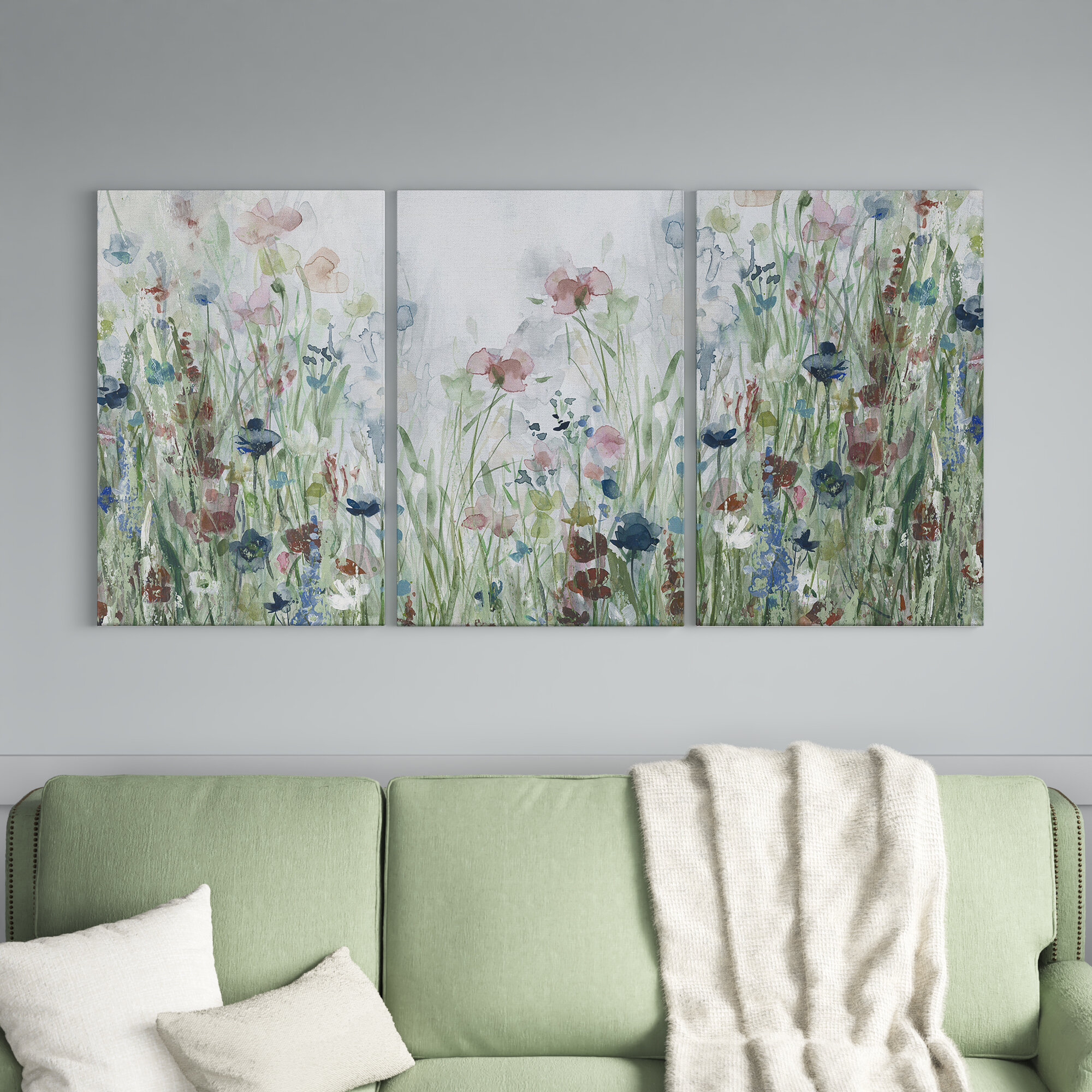 Lark Manor Wildflower Fields - 3 Piece Picture Frame Multi-Piece Image ...