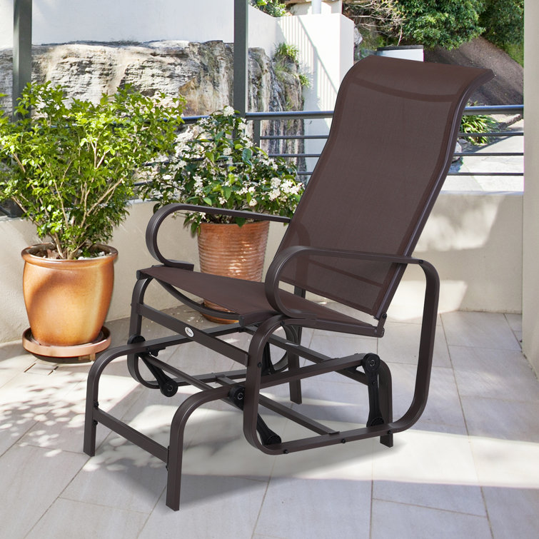 SunLife Porch Patio Glider Rocking Chair,PE Rattan Wicker Steel Frame Lawn Indoor Furniture