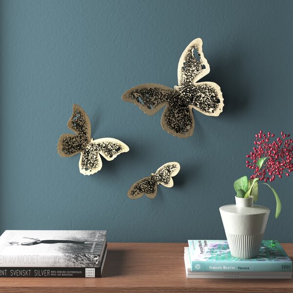 Asense Large Metal Butterfly Wall Art Decor Butterfly Hanging Decorative Wall Plaque Sculptures for Indoor Outdoor Garden