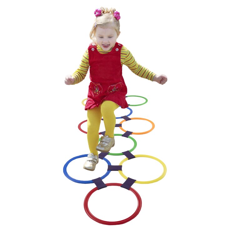 Vbest life Jumping Rings Hopscotch Ring Set 5Pcs Multi-Colored Plastic Rings and 5 Connectors for Kids Indoor Outdoor Playing