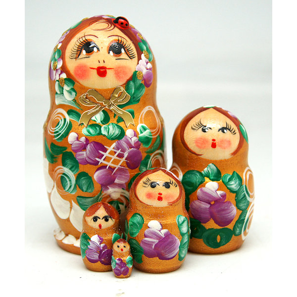 Red Japanese Samurai Wooden Stacking Matryoshka Nesting Dolls 5 Piece Set Toy