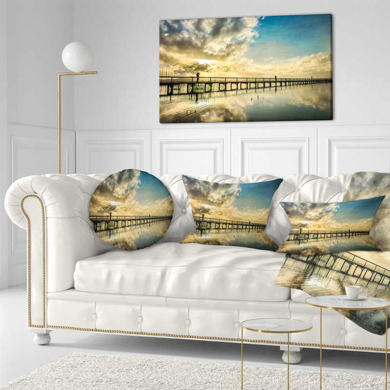 East Urban Home Long Jetty Foreshore Reserve With Clouds Sea Bridge Pillow