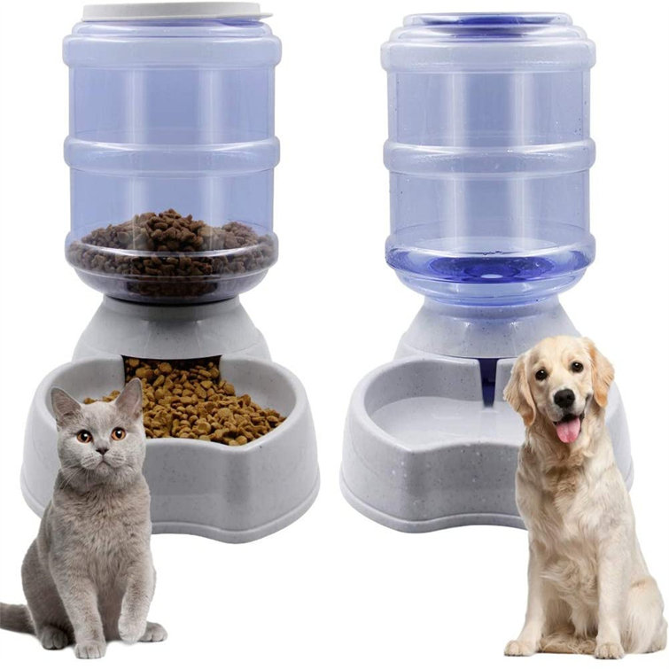 Delcy Automatic Cat Feeder And Water Dispenser Set 1 Gal X 2 Gravity Dog Water Fountain Pet Food Feeder Wayfair