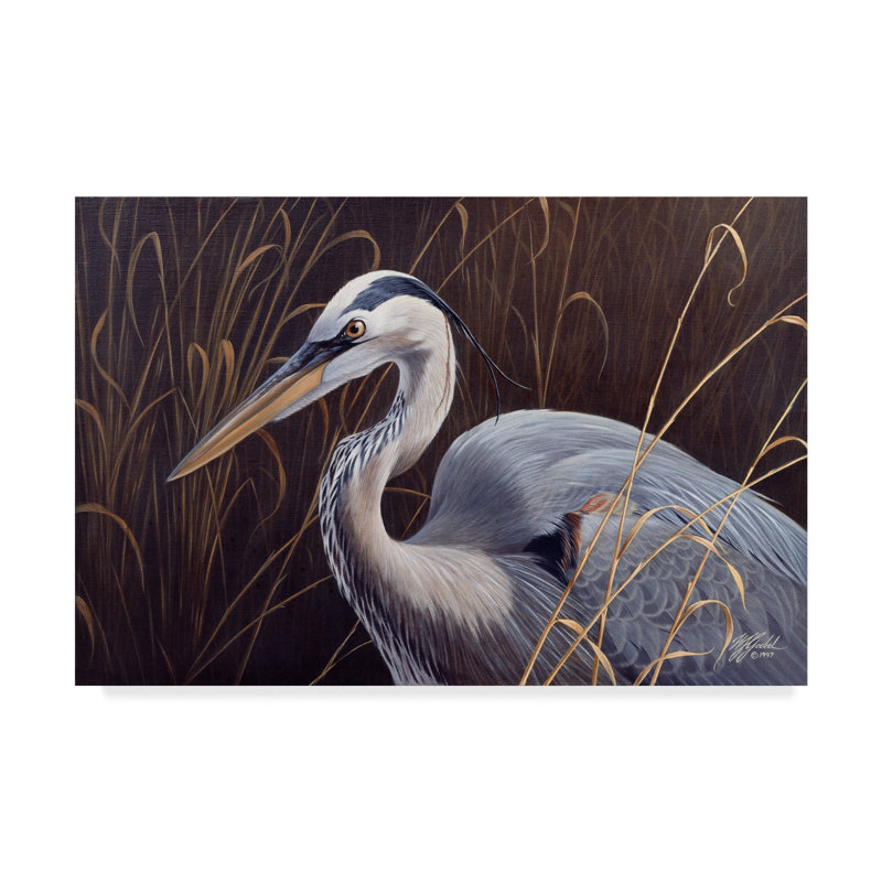 Trademark Art Great Blue Heron Acrylic Painting Print On Wrapped Canvas Wayfair