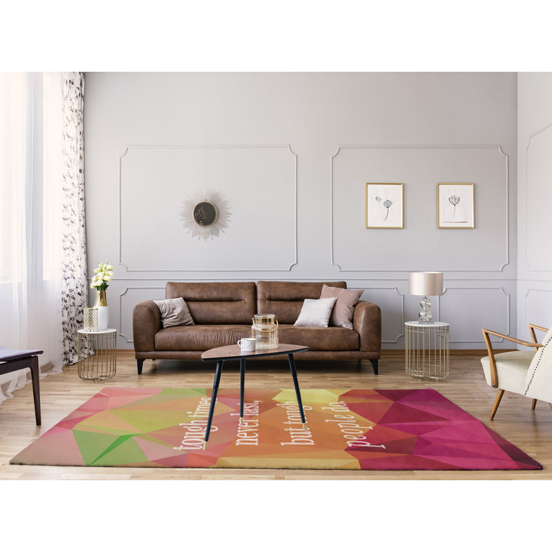 East Urban Home Faux Gemstone Tough Times Quote Poly Chenille Rug Wayfair